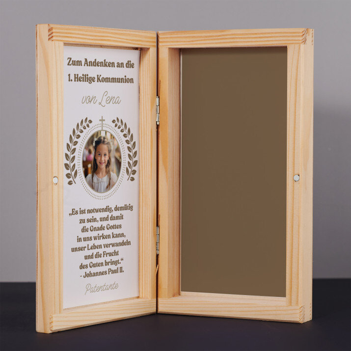 Kommunion - Andenken mit einem Zitat - Geldgeschenkbox aus Holz