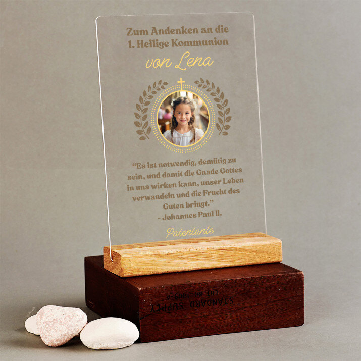 Kommunion - Andenken mit einem Zitat - Druck auf Acrylglas