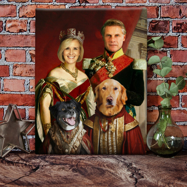Königspaar mit Haustieren - Königliches Porträt