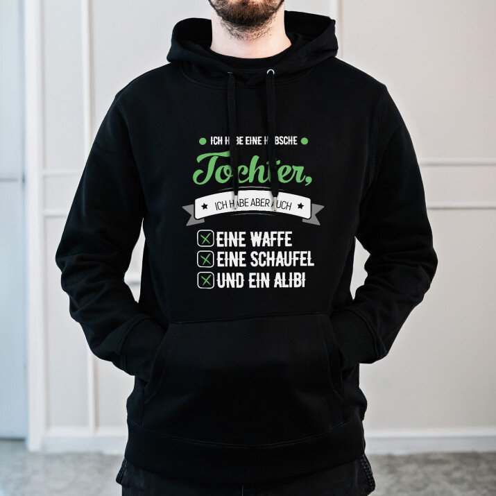 Hübsche tochter - Schwarzer Kapuzenpullover für Herren