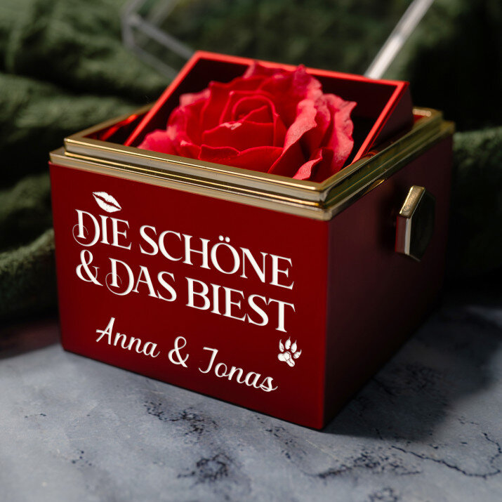 Die schöne und das biest - Schmuckkästchen mit einer Rose