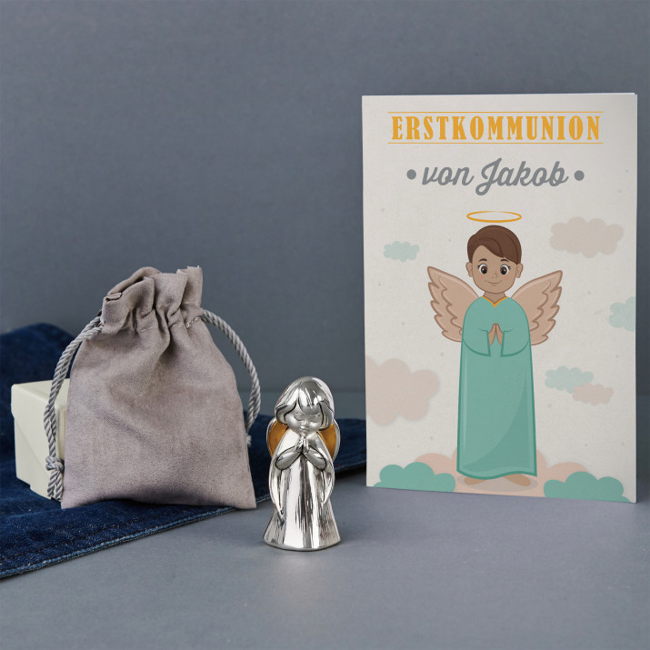 Erste Kommunion Junge - Set: Engel und Glückwunschkarte
