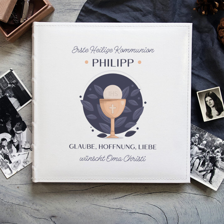Erste Heilige Kommunion Glückwünsche - personalisiertes Fotoalbum Erste Heilige Kommunion Glückwünsche - personalisiertes Fotoalbum