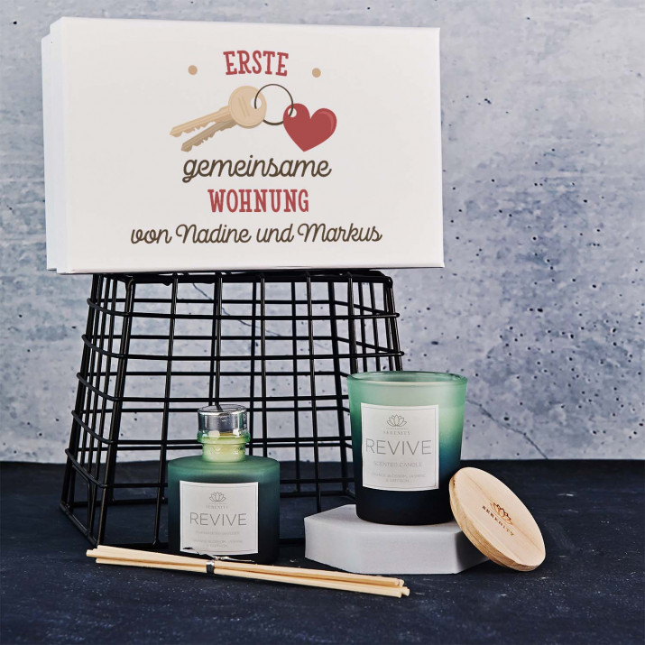 Erste gemeinsame Wohnung - Duftkerze mit Diffuser-Stäbchen