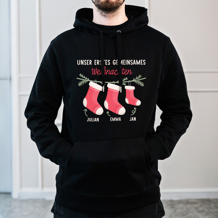 Erstes gemeinsames weihnachten - Schwarzer Kapuzenpullover für Herren