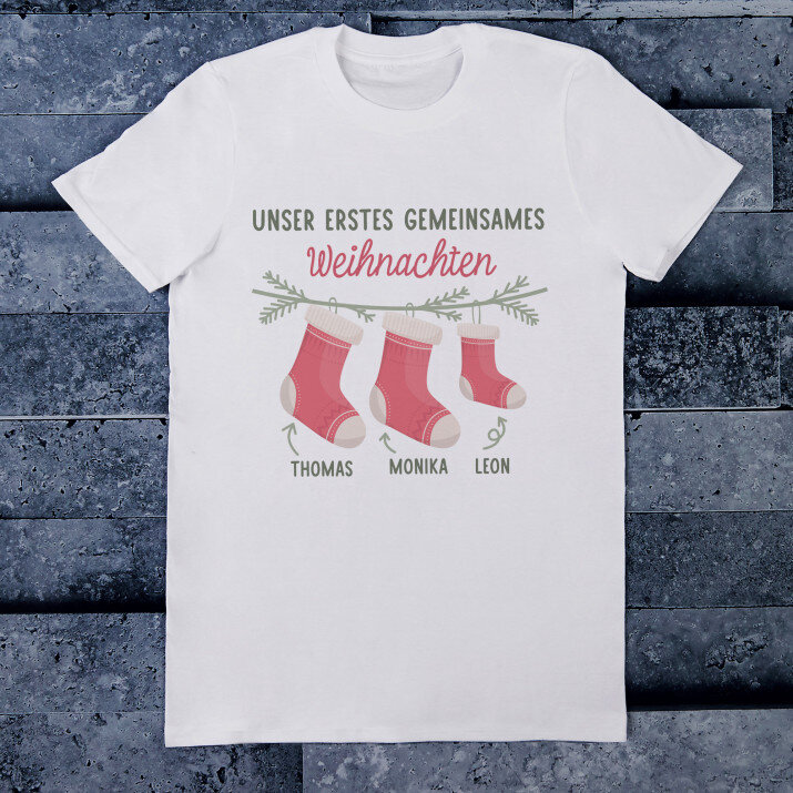 Unser erstes gemeinsames Weihnachten - T-Shirt mit Aufdruck für Herren