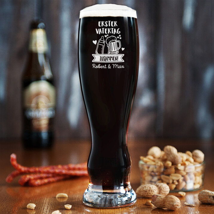 Erster gemeinsamer Vatertag - Bierglas mit Gravur