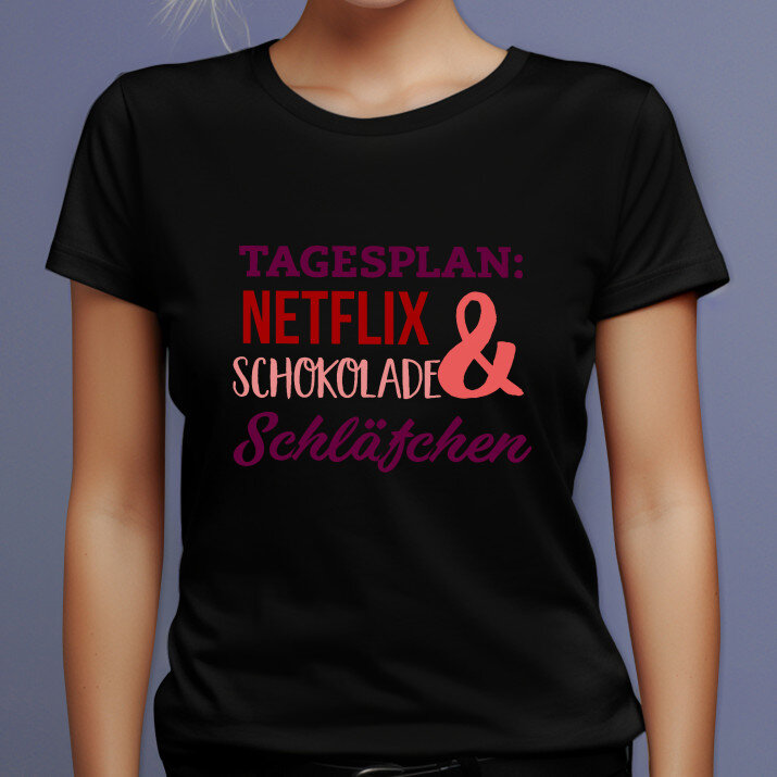Tagesplan - Schwarzes T-Shirt für Damen