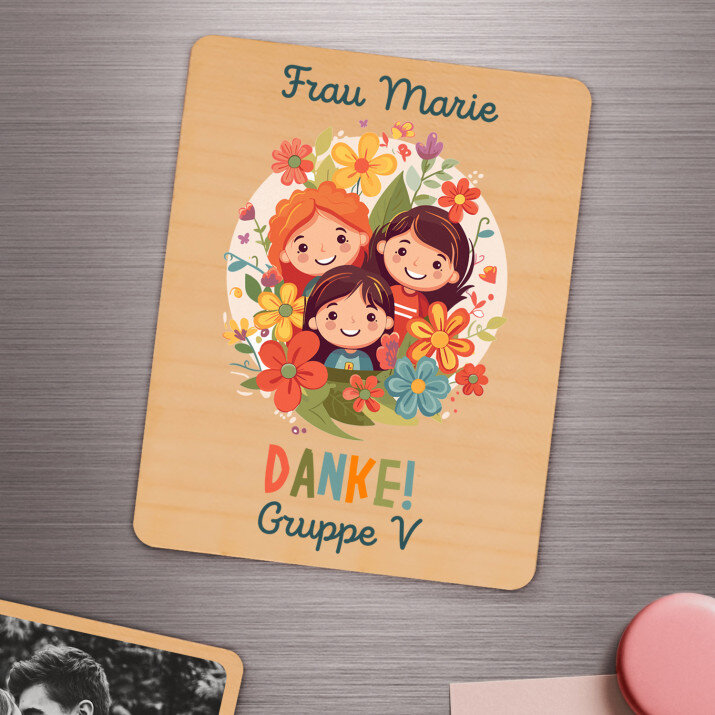 Vielen Dank an die Kindergärtnerin - Holzmagnet