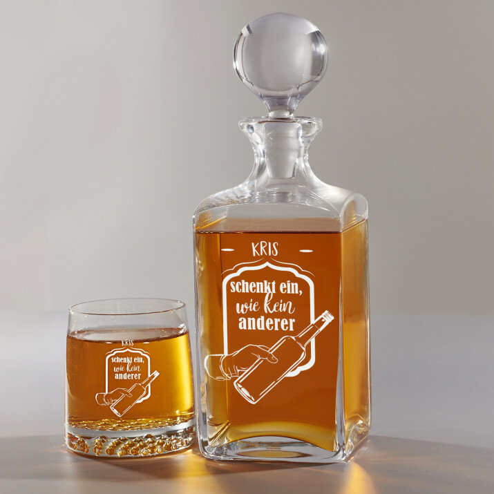 Schenkt ein, wie kein anderer - Whiskykaraffe und Whiskygläser - Set mit Gravur