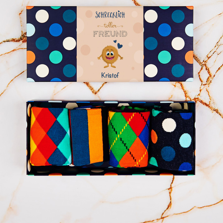 Schrecklich toller Freund - Happy Socks - Dots - Socken 4 Pack für Herren