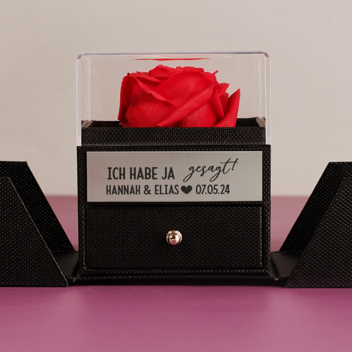 ich habe Ja gesagt - Ewige Rose in einer Schachtel