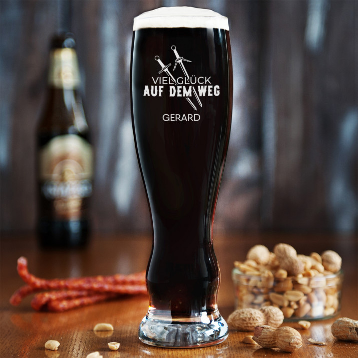 Viel Glück auf dem Weg - Bierglas mit Gravur
