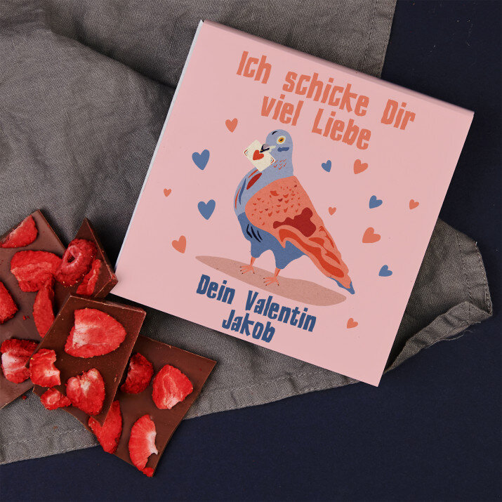 ich schicke Dir viel Liebe - Schokolade mit Erdbeeren