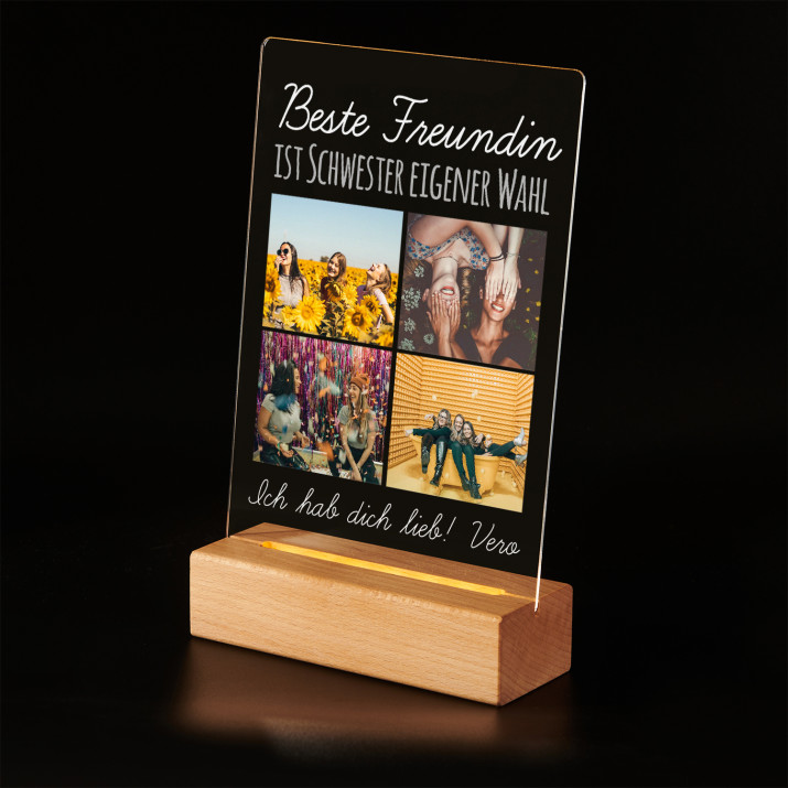 Beste Freundin Schwester eigener Wahl - Druck auf Acrylglas mit LED Beleuchtung