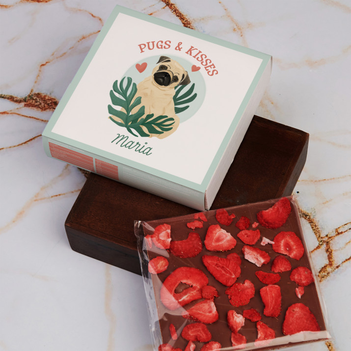 Pugs & Kisses - Schokolade mit Erdbeeren