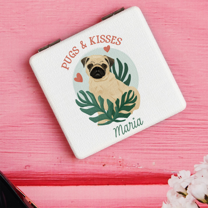 Pugs & Kisses - Taschenspiegel mit Aufdruck