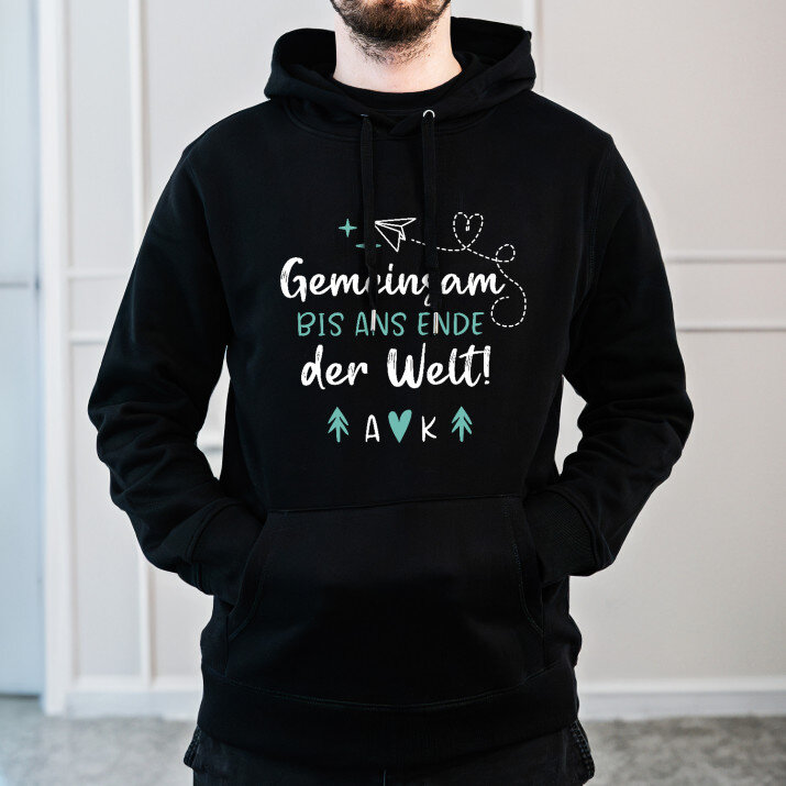 Gemeinsam bis ans ende der welt - Schwarzer Kapuzenpullover für Herren