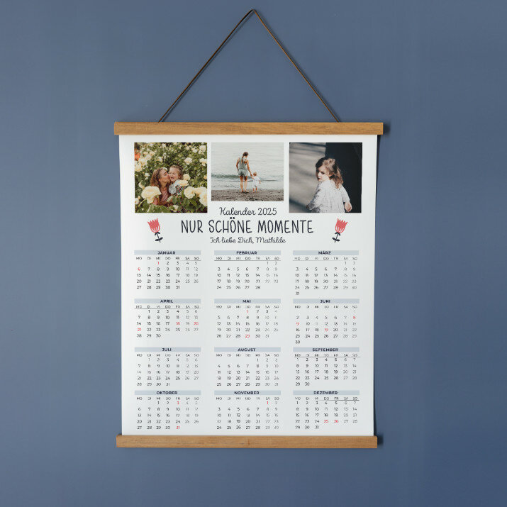 Nur schöne Momente - Poster-Kalender mit Holzleisten