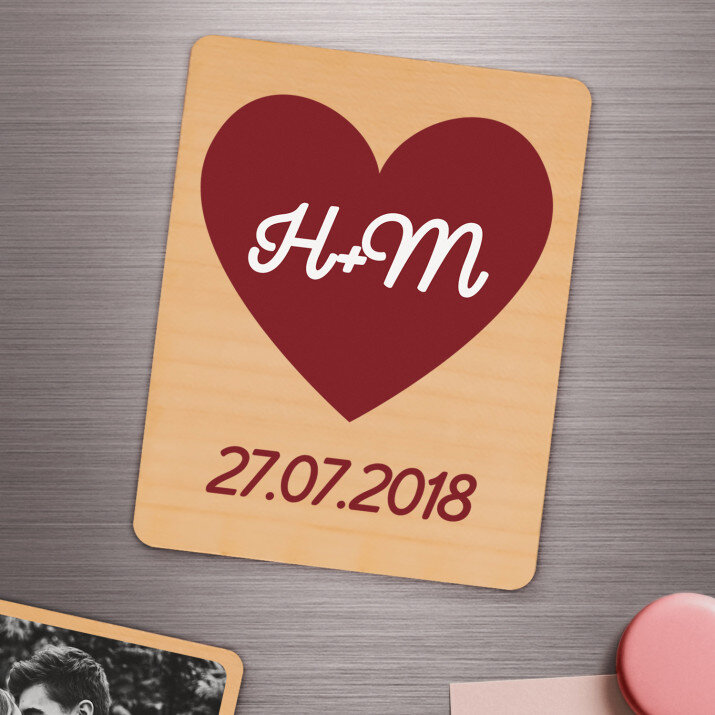 Herz + Datum - Holzmagnet Herz + Datum - Holzmagnet