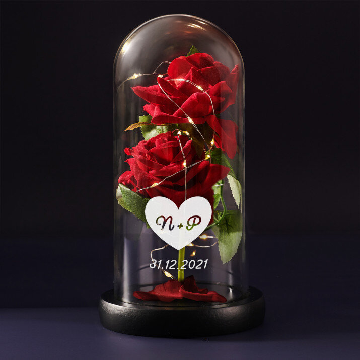 Herz + Datum - Ewige Rose Im Glas