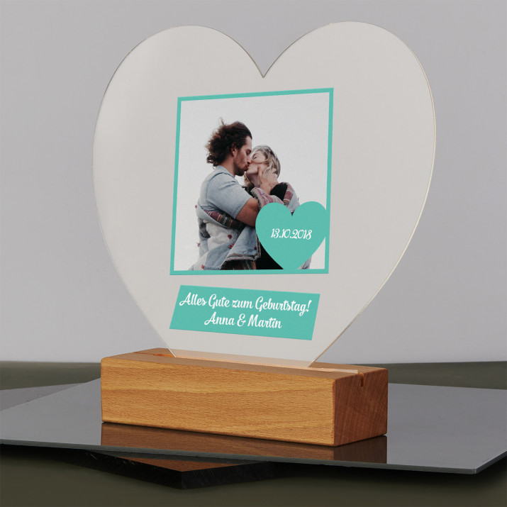 Herz mit foto - Druck auf Acrylglas Herz led