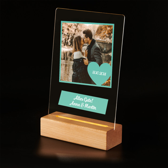 Herz mit foto - Druck auf Acrylglas mit LED Beleuchtung