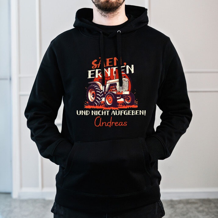 Säen, ernten und nicht aufgeben - Schwarzer Kapuzenpullover für Herren