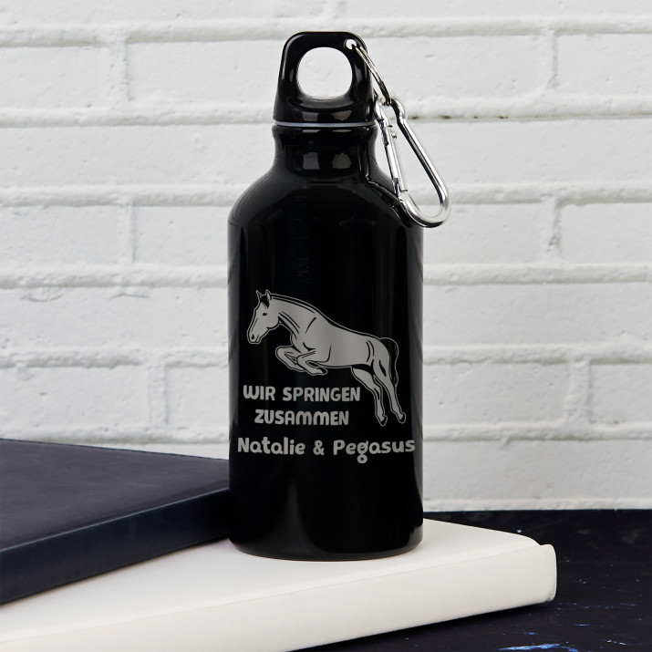 Wir springen zusammen - Wasserflasche 0,4l mit Karabinerhaken
