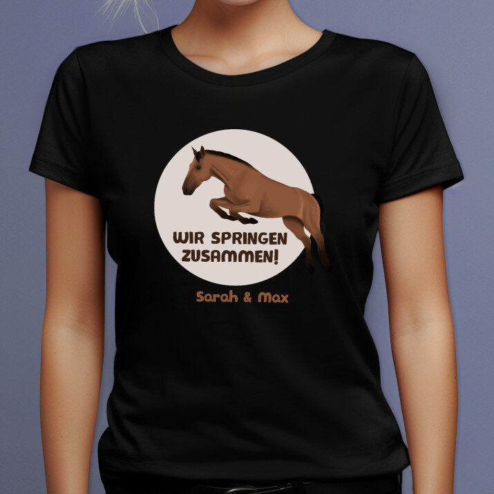 Wir springen zusammen - Schwarzes T-Shirt für Damen