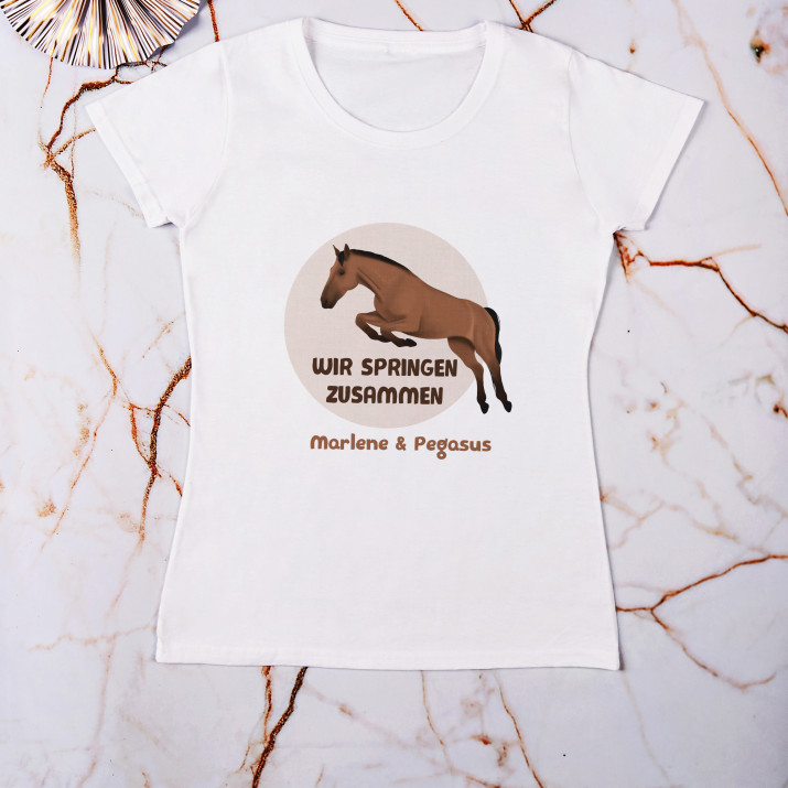 Wir springen zusammen - T-Shirt mit Aufdruck für Damen