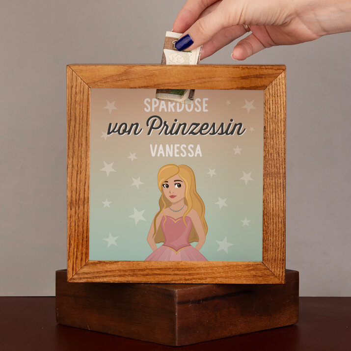 Die Spardose der Prinzessin - Holzspardose