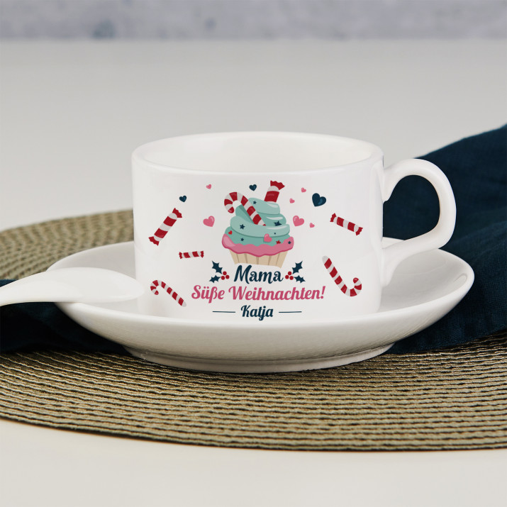 Süße Weihnachten - Tasse mit Untertasse