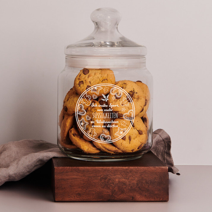 Süßigkeiten zu Weihnachten - Keksglas mit Gravur