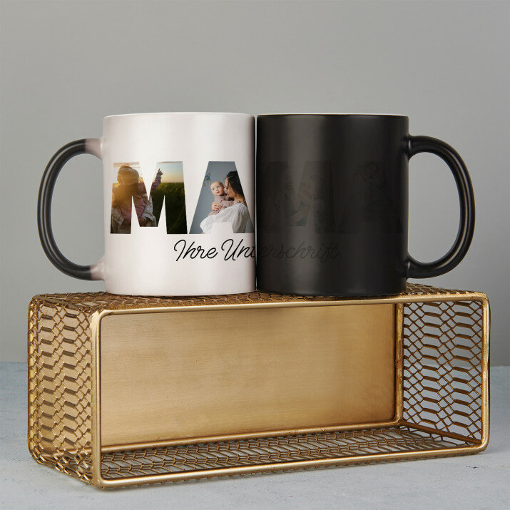 Buchstaben collagen mama - Zaubertasse