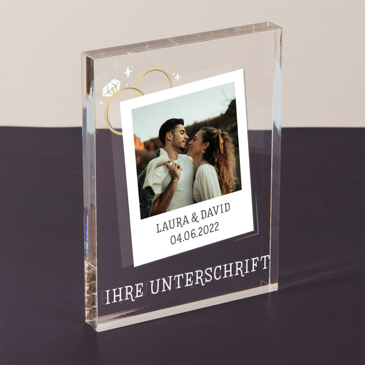 Hochzeitsfoto und Unterschrift - Acrylblock