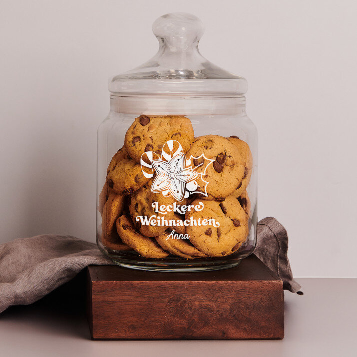 Leckere Weihnachten - Keksglas mit Gravur
