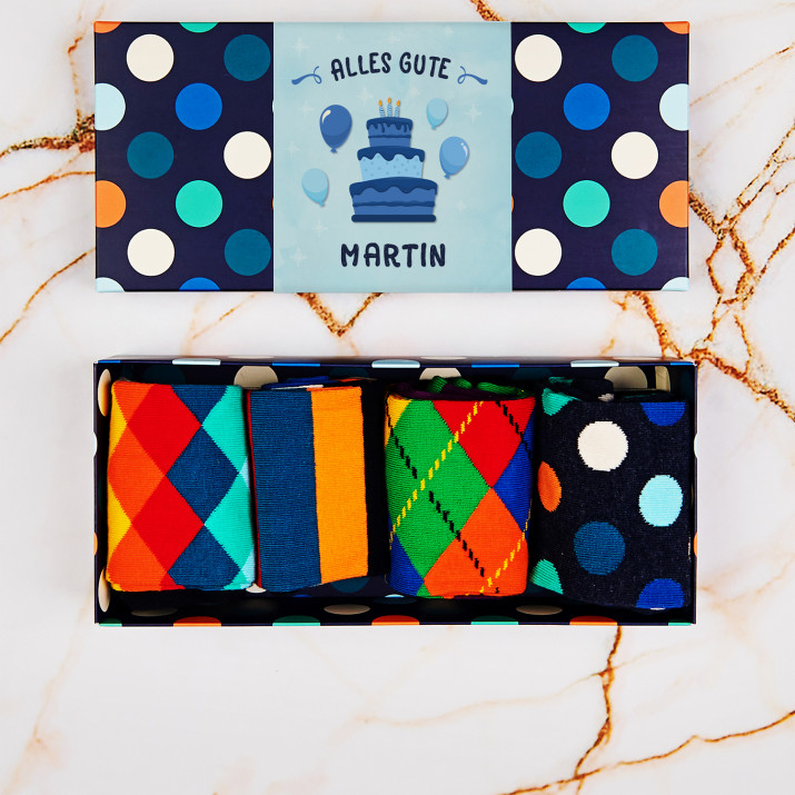 Alles Gute - Happy Sock - Dots - Socken 4 Pack für Herren