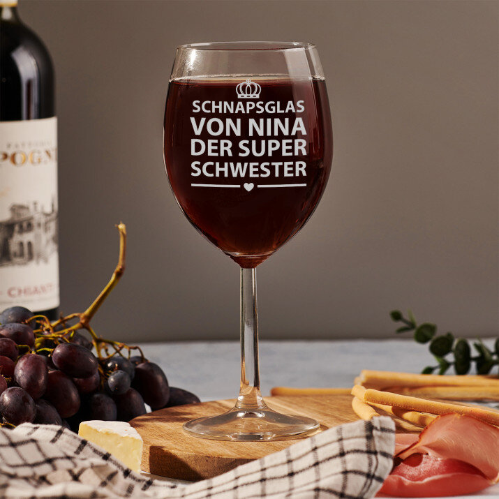 Superschwester - Weinglas mit Gravur