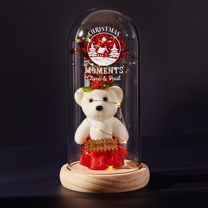 Christmas moments - Ewige Rose mit Teddybär