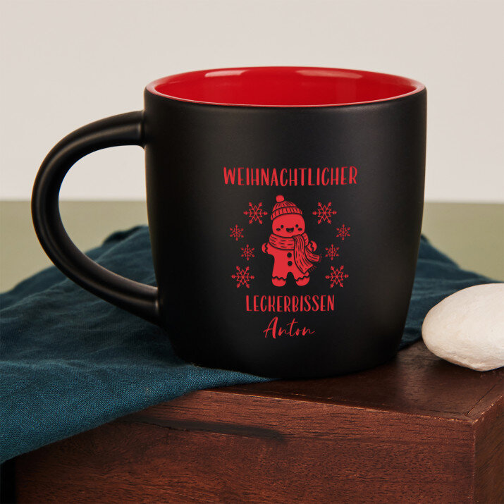 Weihnachtlicher Leckerbissen - Schwarzer keramikbecher