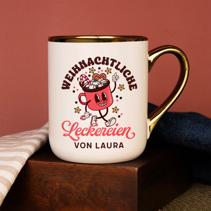 Weihnachtliche Leckereien - Ein Becher mit farbigem rand