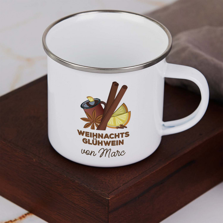 Weihnachts Glühwein 2 - Emaillierter Becher
