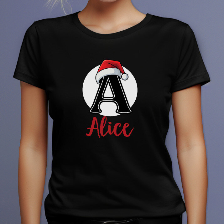 Initiale mit namen - Schwarzes T-Shirt für Damen