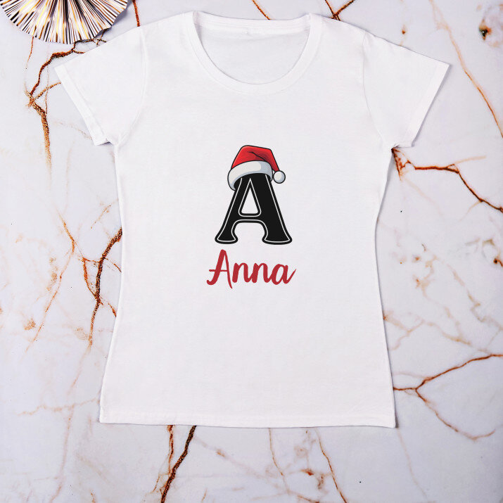 Weihnachts-Initiale mit Namen - T-Shirt mit Aufdruck für Damen