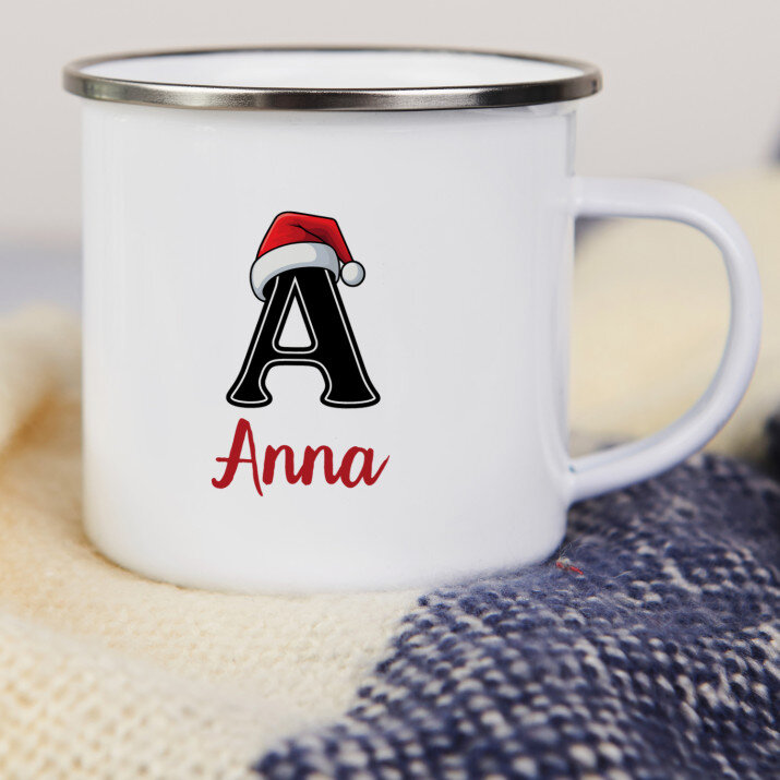 Weihnachts-Initiale mit Namen - Emaillierte Tassen