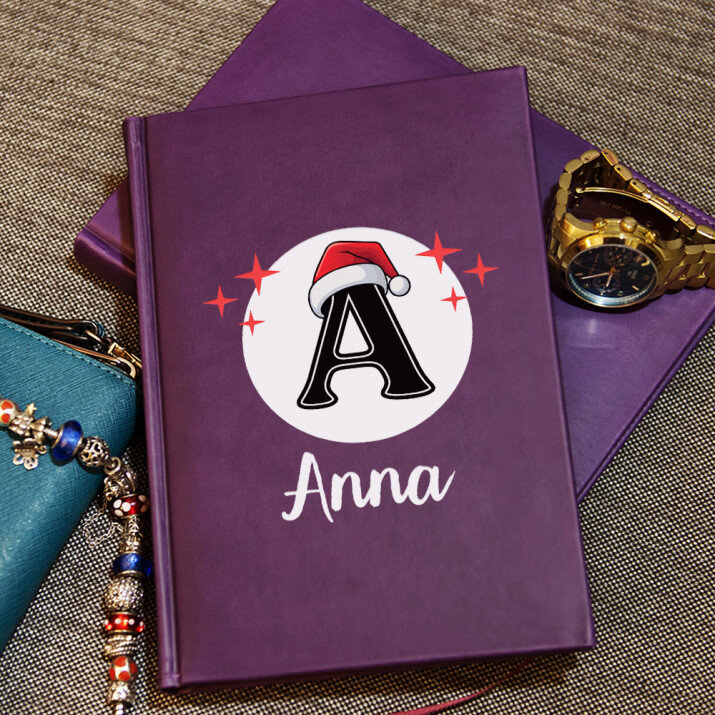 Weihnachts-Initiale mit Namen - Notizbuch A5 mit Aufdruck