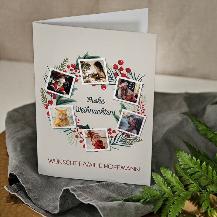 Weihnachtskranz Fotos - Glückwunschkarte