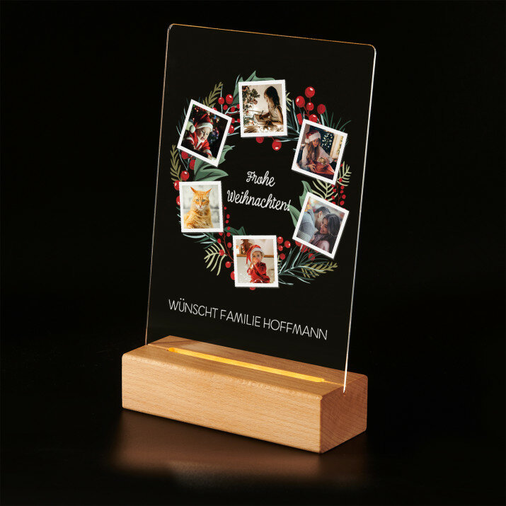 Weihnachtskranz Fotos - Druck auf Acrylglas mit LED Beleuchtung