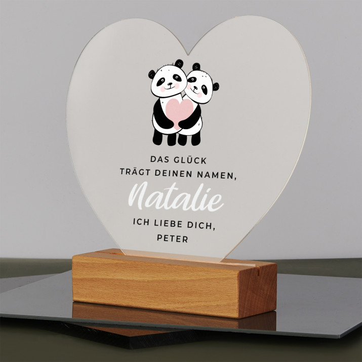 Das glück trägt deinen namen - Druck auf Acrylglas Herz led
